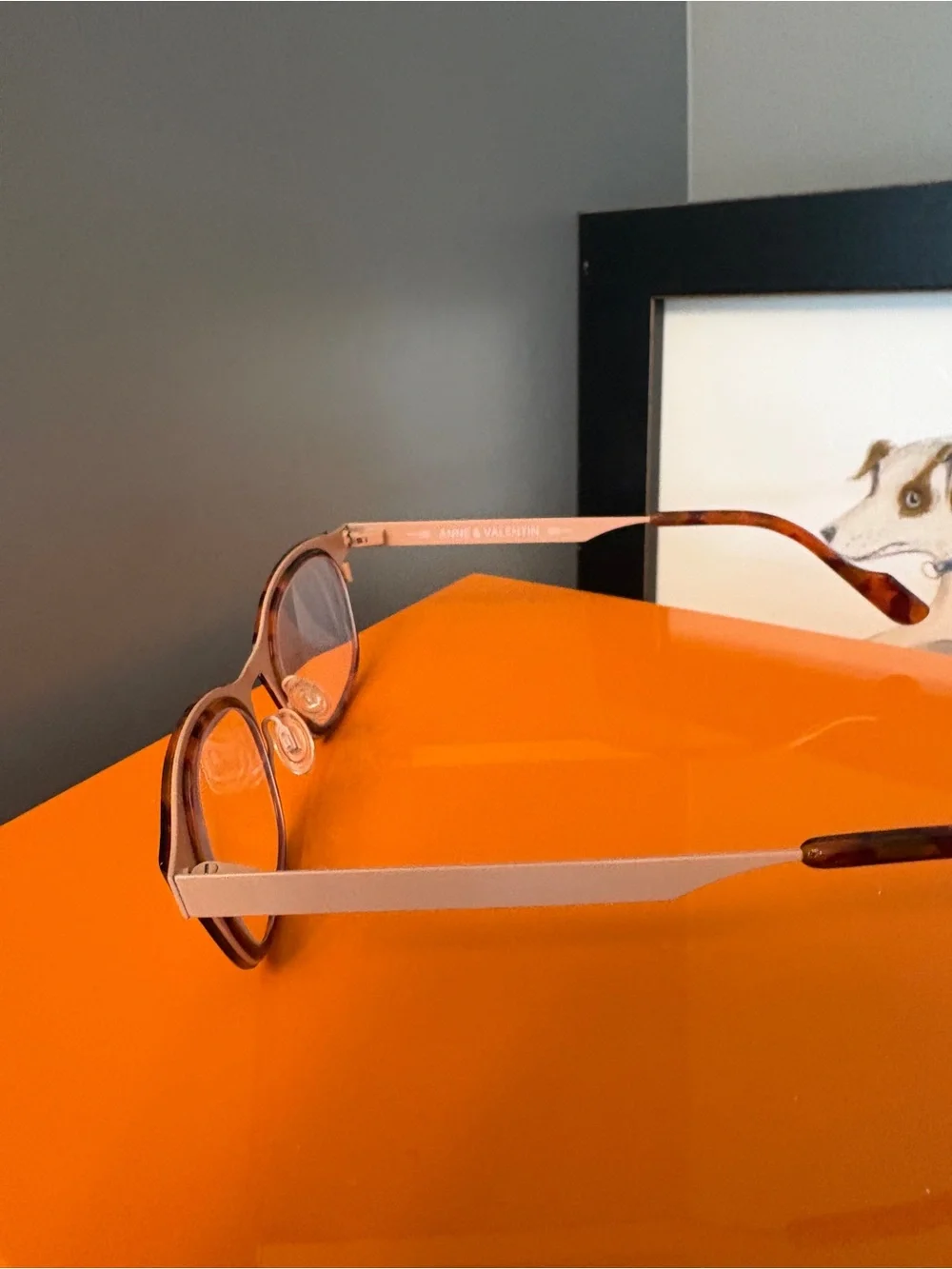 Anne et Valentin “Flora 2” 20B19 Eyeglasses — Tortoise Acetate, Blush Metal